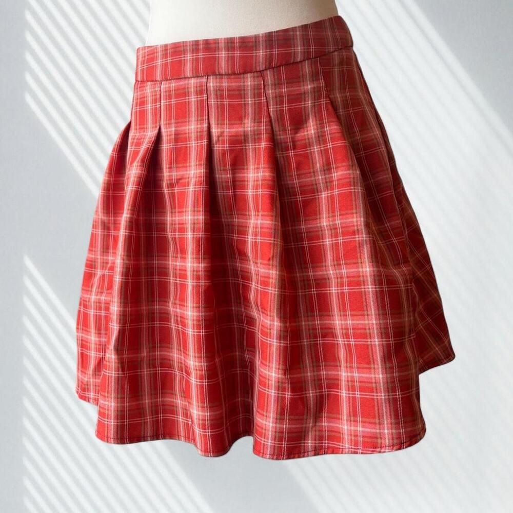 Cute red orange plaid mini skirt